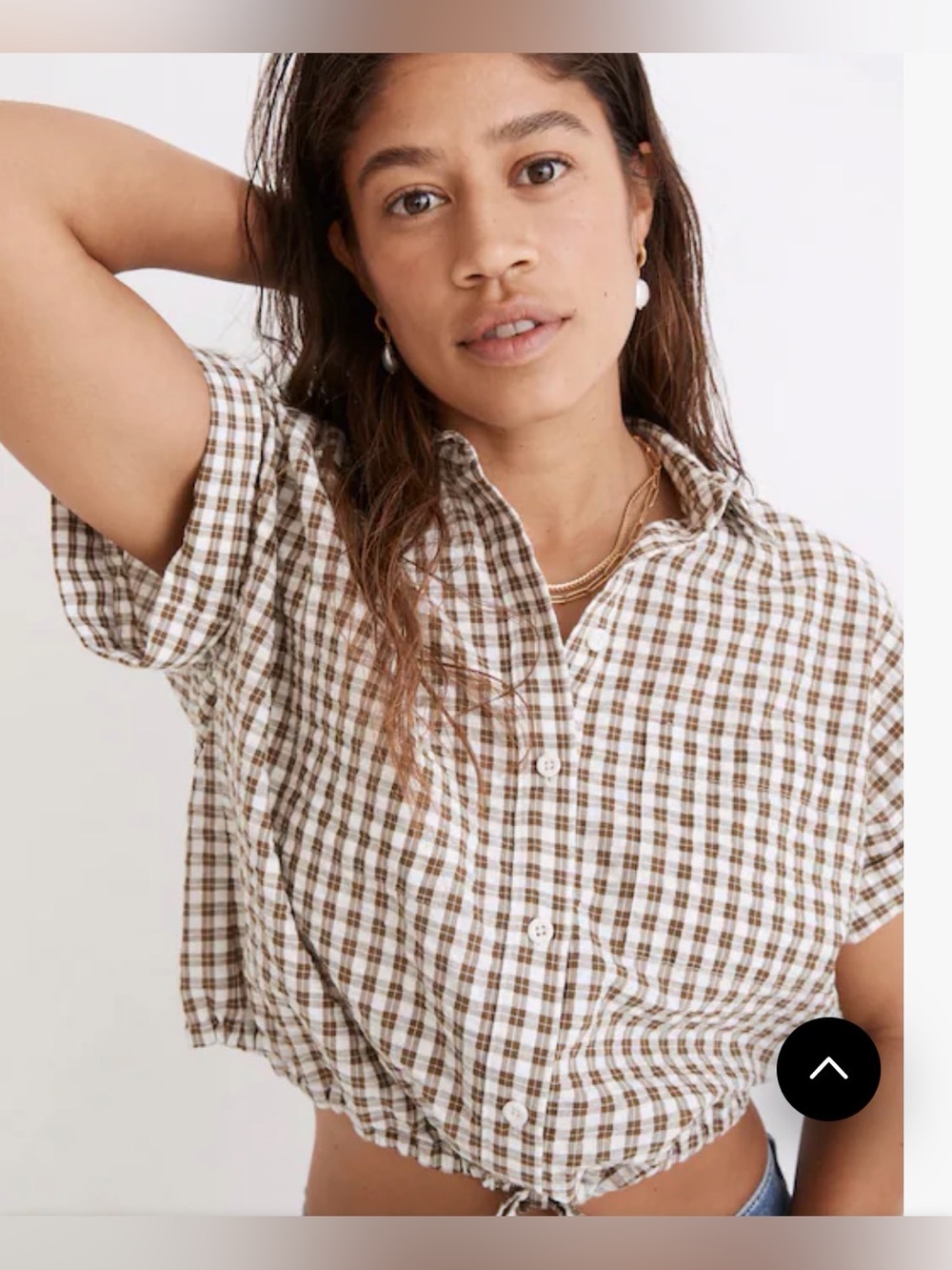 Madewell
Seersucker Button-Up Drawstring Shirt in Plaid size xl